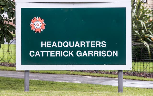 A sign at Catterick Garrison Headquarters in Yorkshire (Danny Lawson/PA)