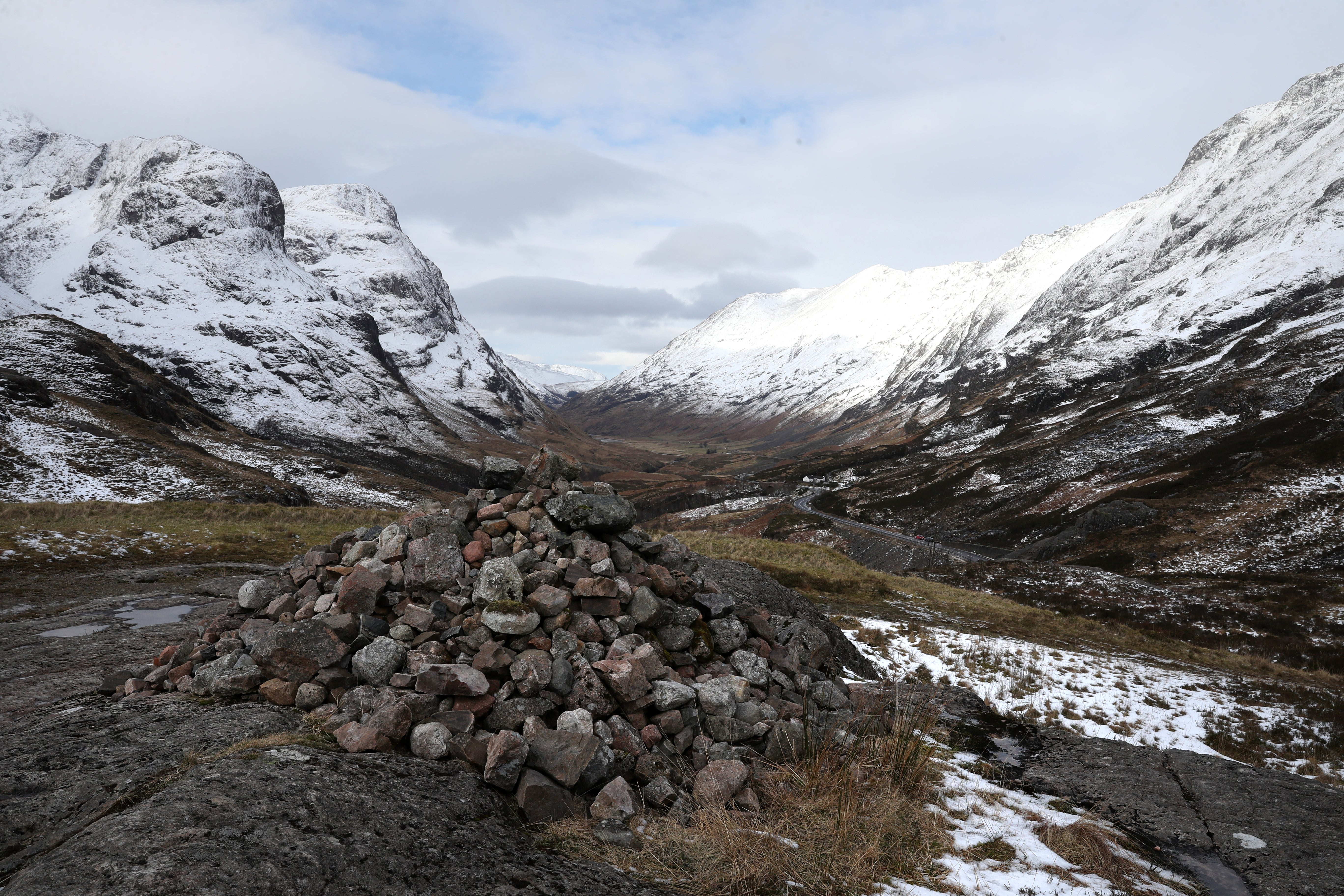 The Scottish Highlands, where one walker had to leave clues in the snow (Andrew Milligan/PA)