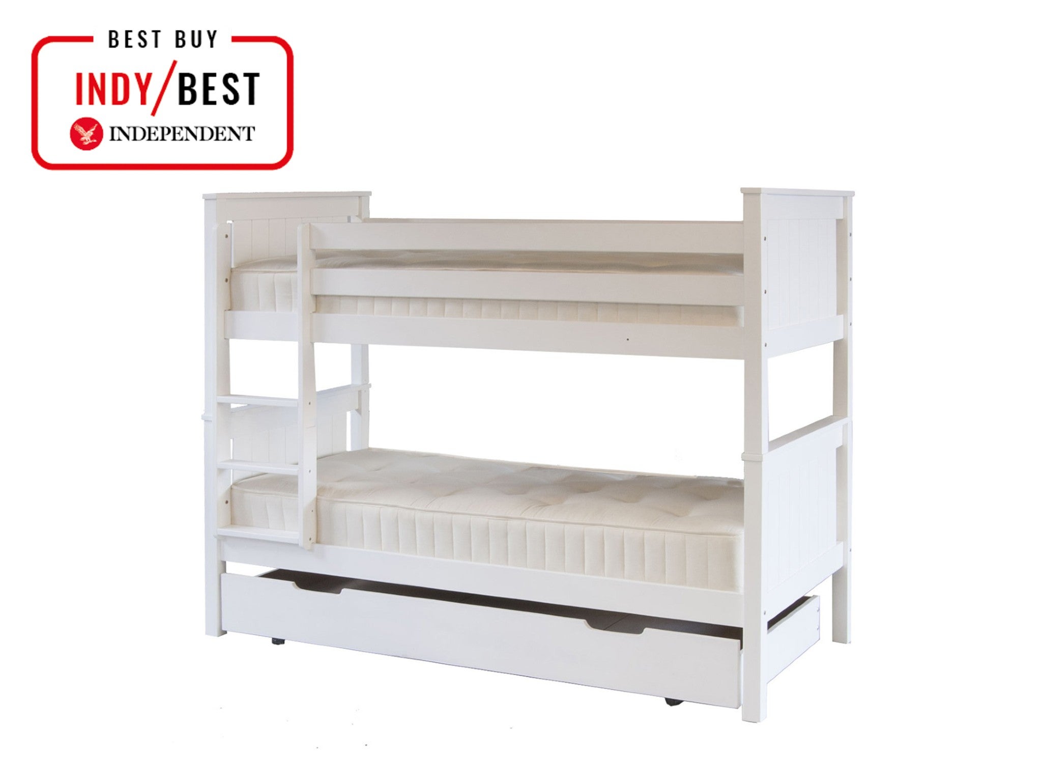 Little Folks Furniture classic beech bunk bed with storage and sleepover trundle indybest