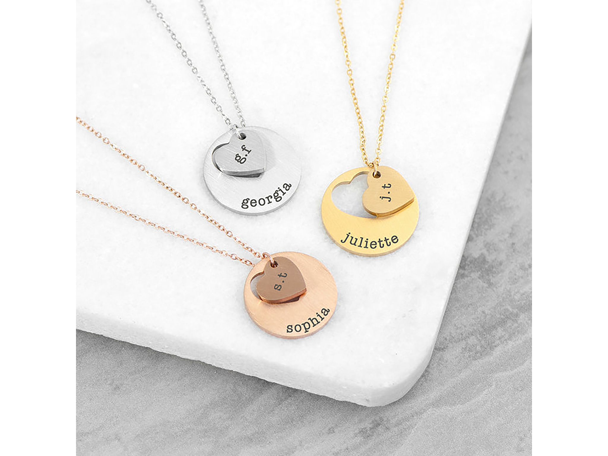 Personalized Classic 3 Letter & 3 Birthstone Necklace in 14k Gold (Sin