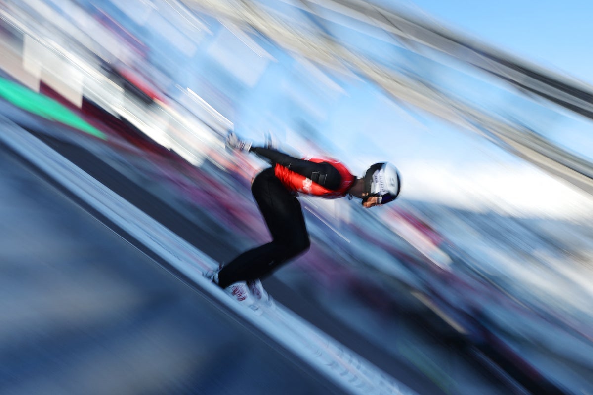 What is a Winter Olympics ski jump ramp made of?