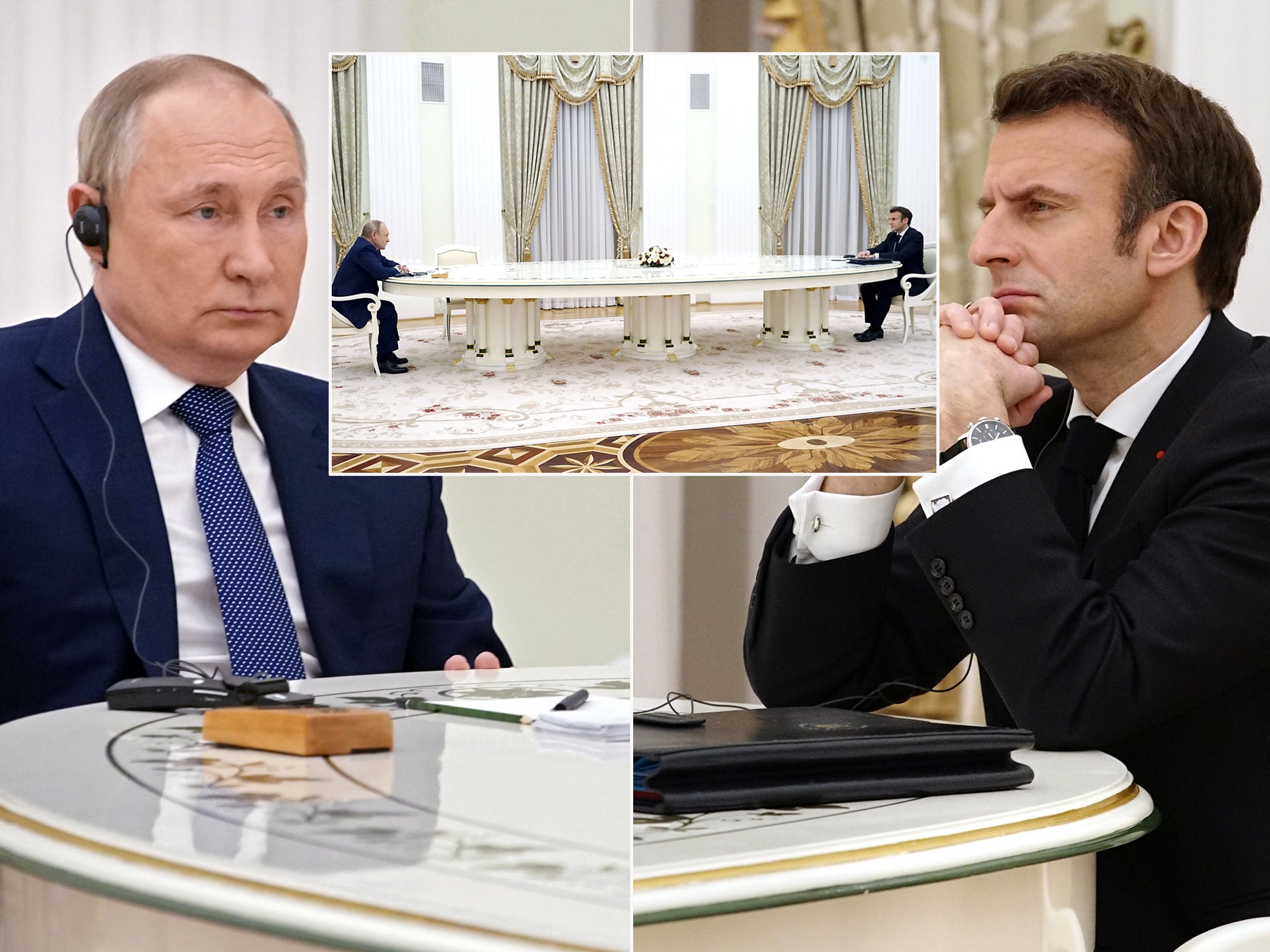 Table manners: Vladimir Putin and Emmanuel Macron