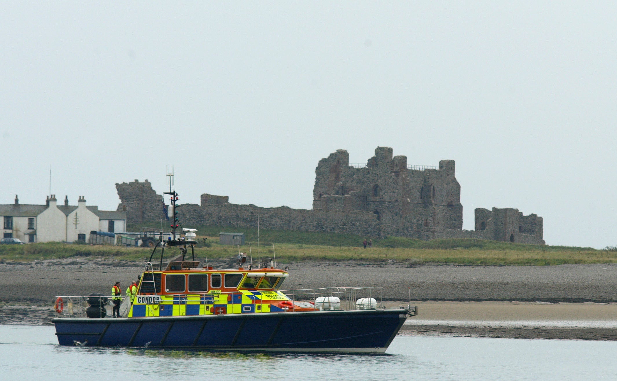A police launch patrols the Walney Channel near Piel Castle near Barrow-in-Furness, Cumbria, ahead of tomorrow’s arrival of two ships carrying radioactive material for the Sellafield nuclear re-processing plant. * A fleet of up to 20 protesting boats, led by Greenpeace’s Rainbow Warrior, were in the south of the Irish Sea to highlight what they describe as the dangers of nuclear material.