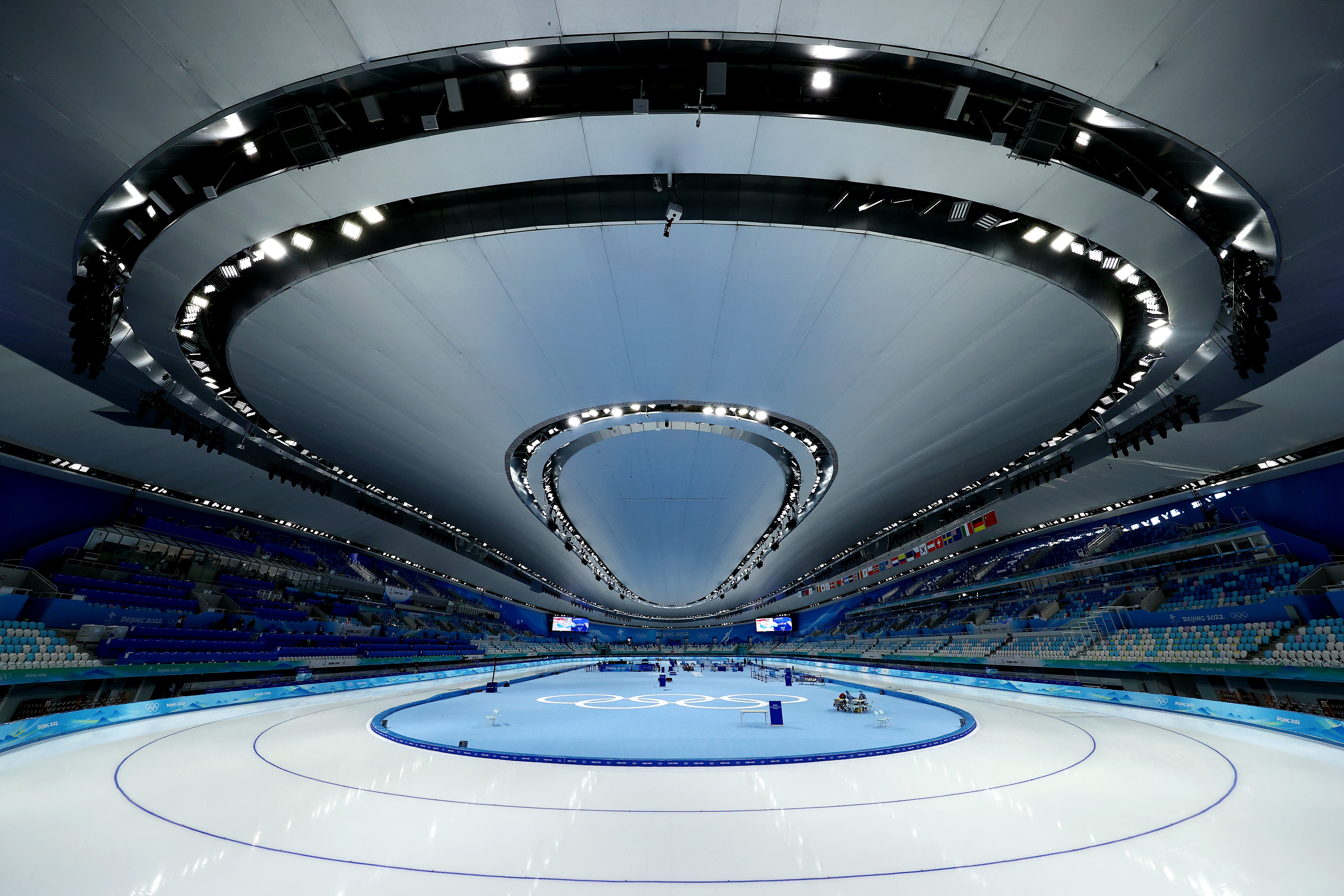 The National Speed Skating Oval is hosting the speed skating in Beijing