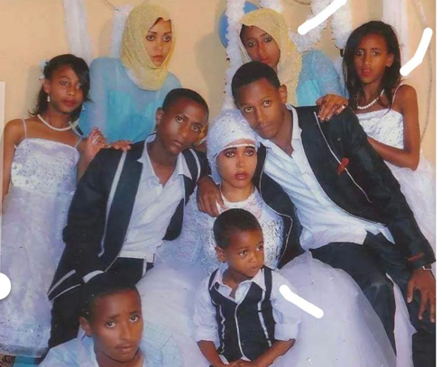 Yasmin Jamal (top row, second from right) has been told by the Home Office that her four younger siblings, recently orphaned, cannot join her in Britain