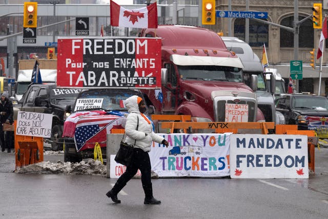 <p>Virus Outbreak Canada Protest</p>
