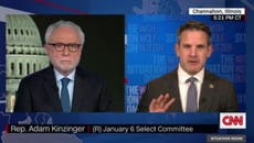 Trump’s 2020 election lies could lead to civil war, says Adam Kinzinger