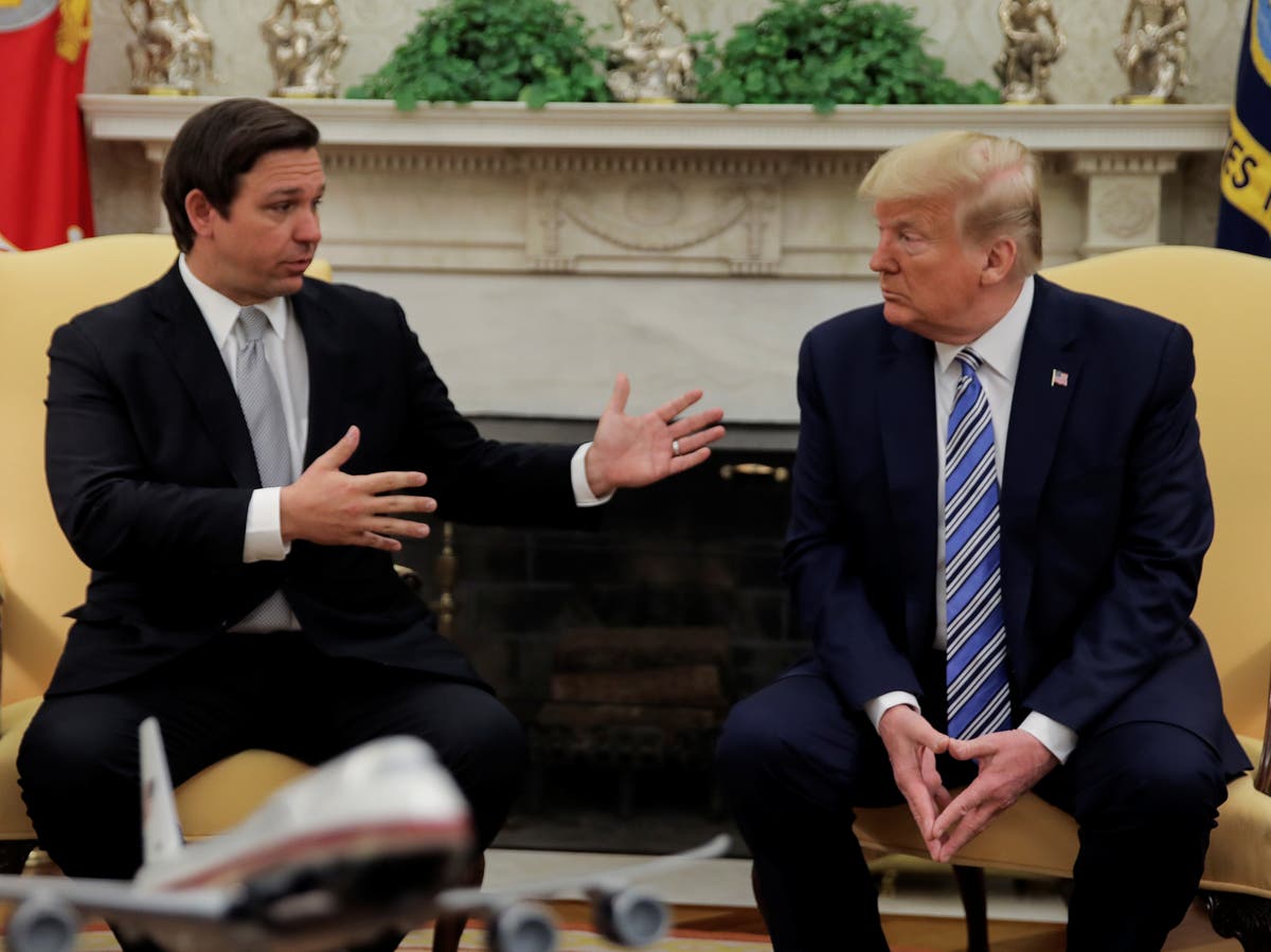 Ron DeSantis plays down feud with Trump: &lsquo;That&rsquo;s total bunk&rsquo;