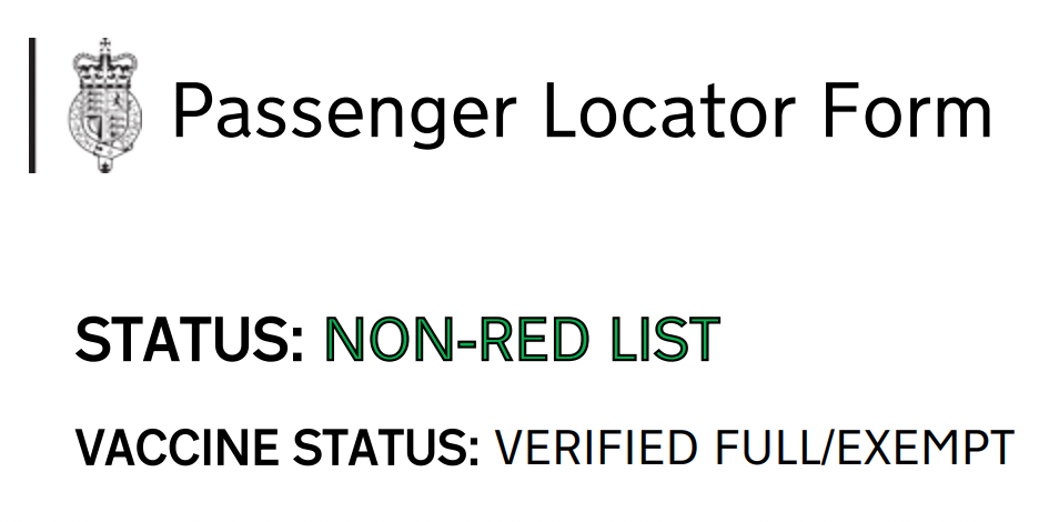 Green to go: The latest incarnation of the passenger locator form