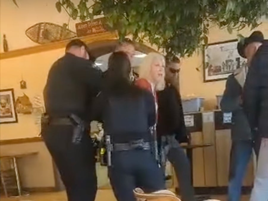 Tina Peters was arrested on Tuesday at a bagel shop