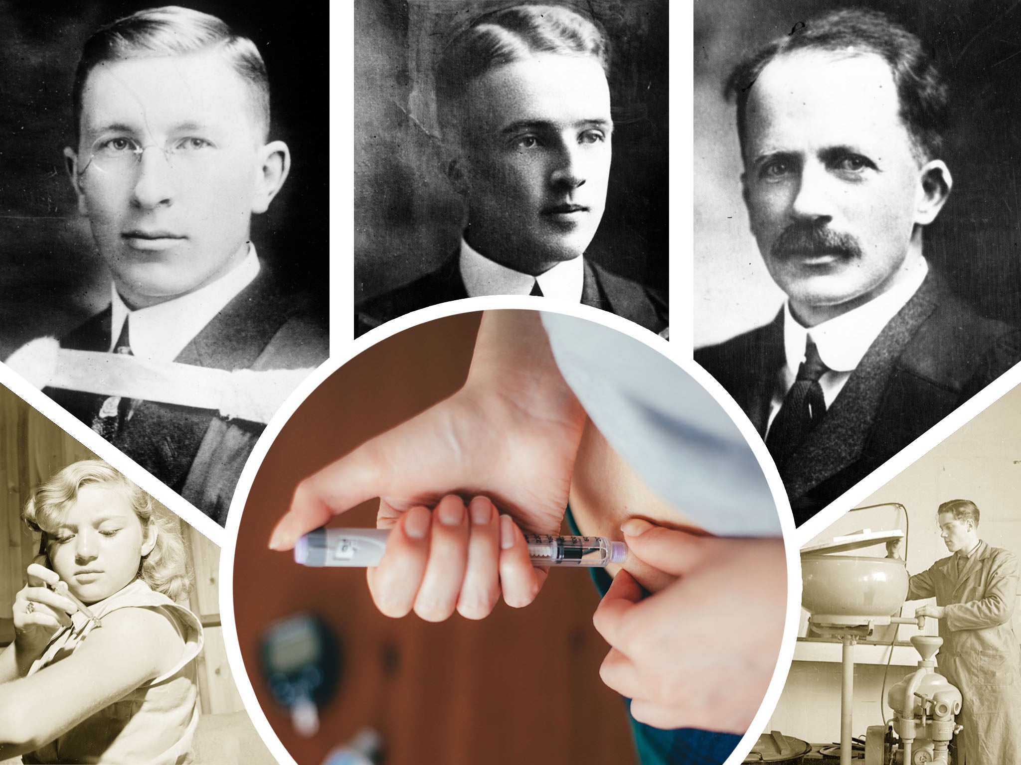 From top left to top right, Banting, Best and Macleod each had a part in the discovery of the life-saving drug