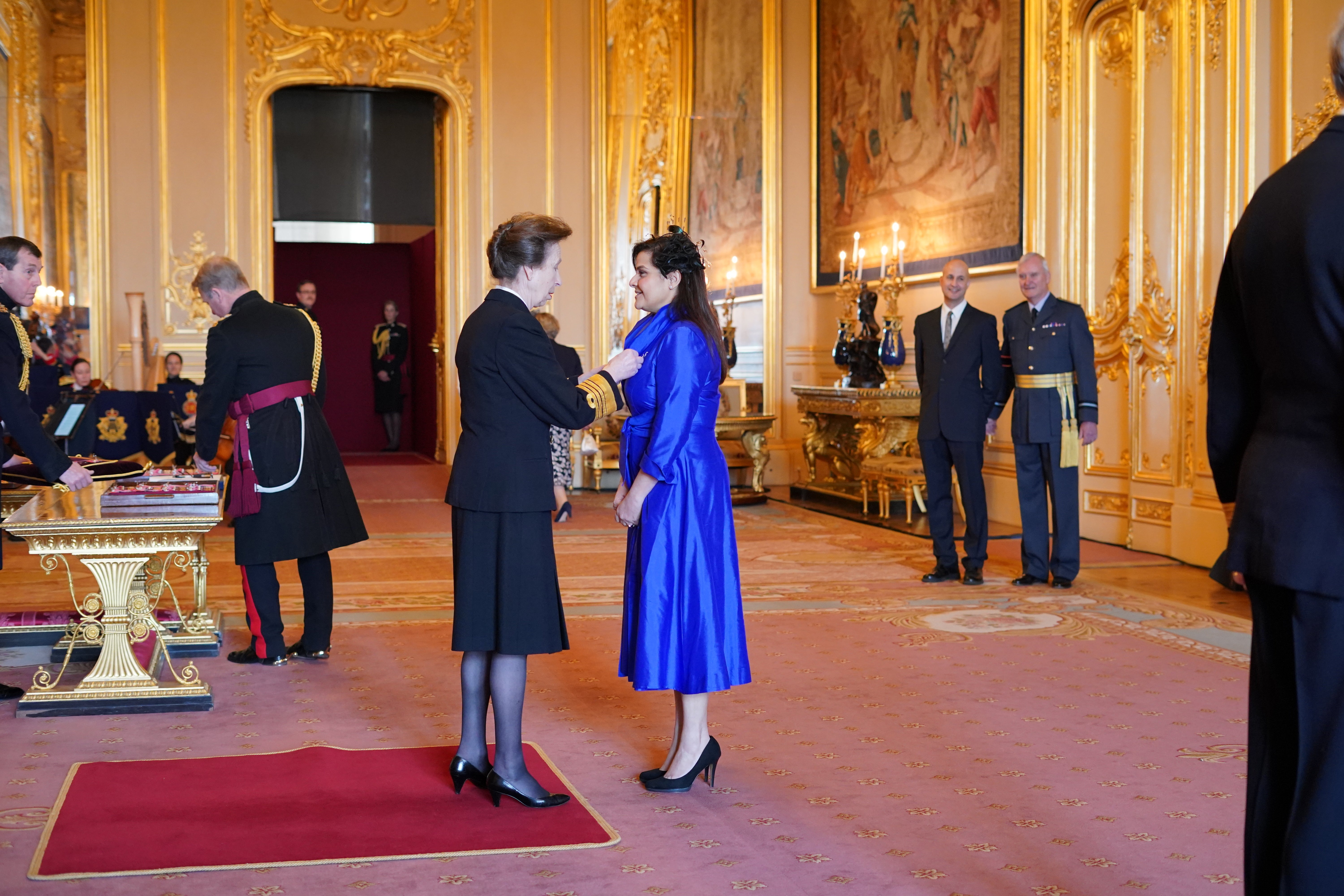 Nina Wadia is made an OBE by the Princess Royal at Windsor Castle (Jonathan Brady/PA)