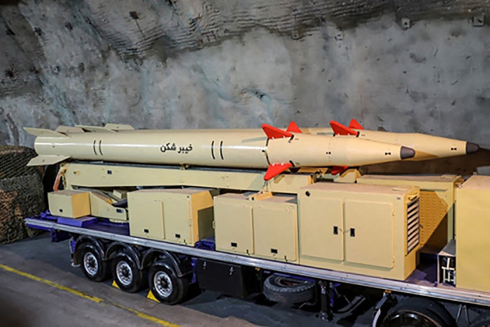 A handout photo from the official website of the Iranian Revolutionary Guard Corps (IRGC) shows surface-to-surface missiles displayed in an undisclosed location in Iran