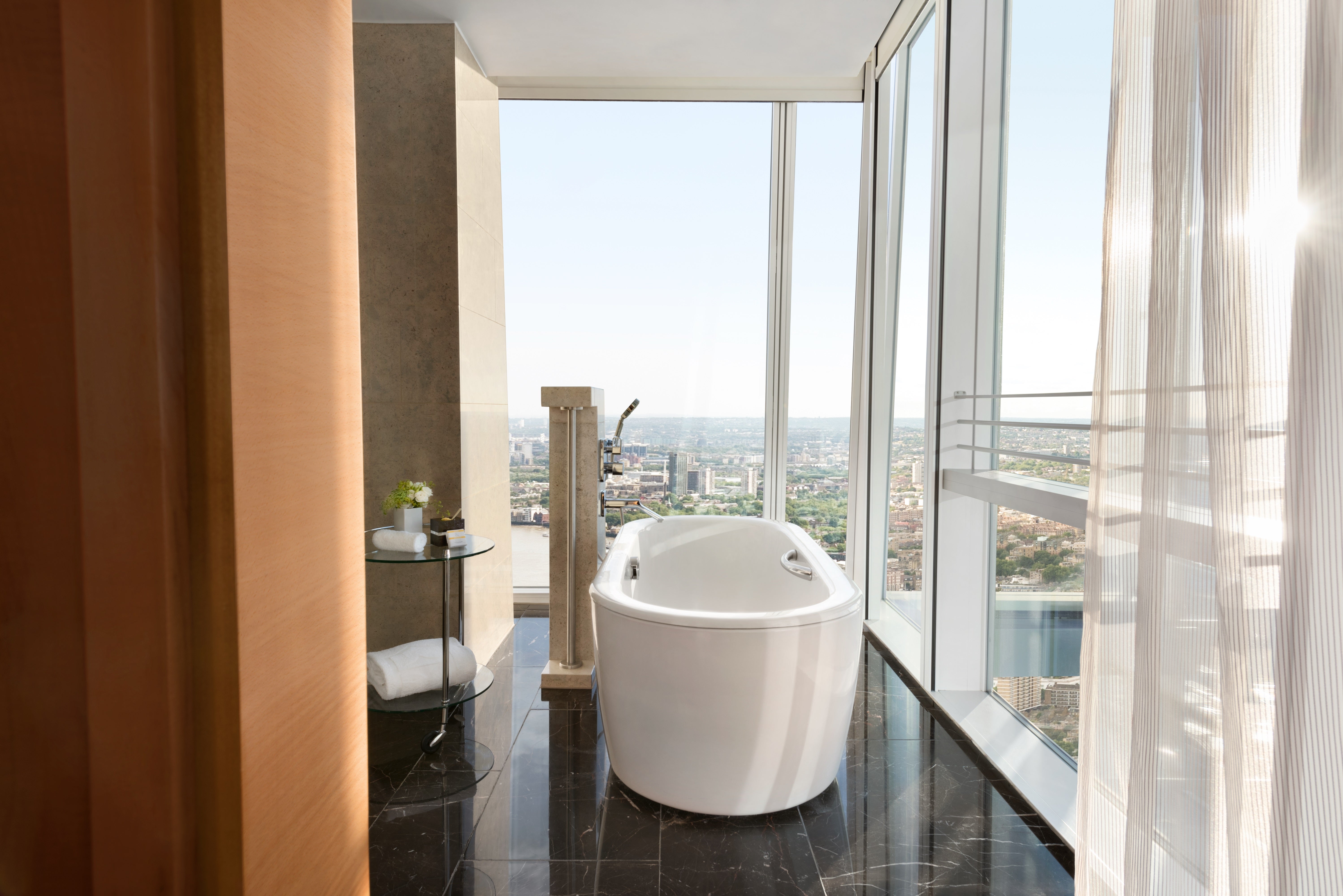A bath with a view at Shangri-La London