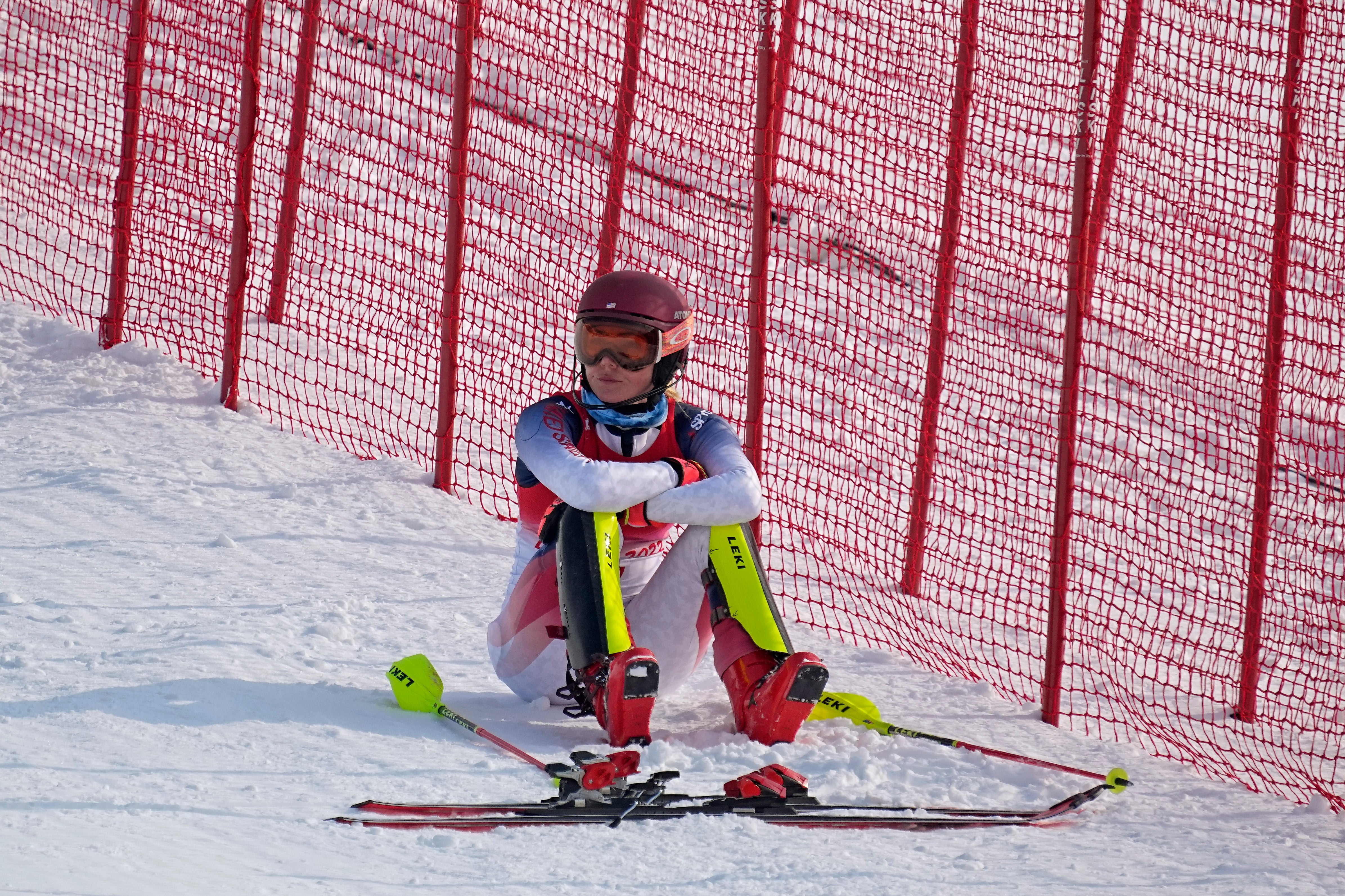 Mikaela Shiffrin said she was unsure if she would continue after her latest setback in Beijing (Robert F. Bukaty/AP)