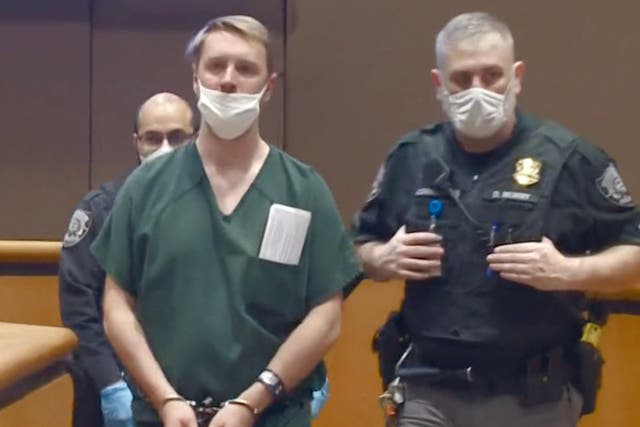 <p>Suspect Aaron Christopher Kelly appears in court on 8 February to face charges for the shooting at a Fred Meyer store in Richland, Washington</p>