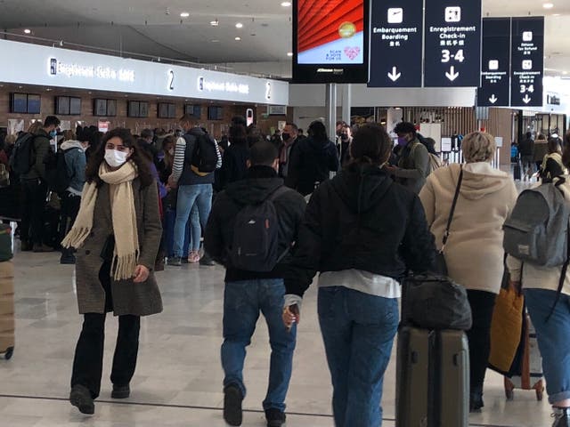 <p>Going places? Passengers at Paris Charles de Gaulle airport</p>