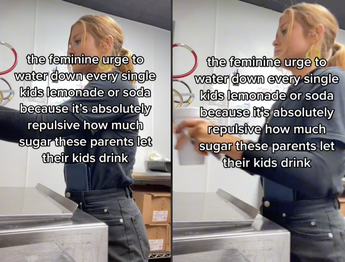 Server sparks debate after saying she wants to ‘water down’ children’s sugary drinks Server sparks debate after saying she wants to ‘water down’ children’s sugary drinks