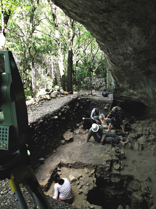 <p>An international team of archaeologists and other scientists, investigating a cave in southern France</p>