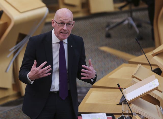 John Swinney agreed that the level of self isolation support grants would be reviewed (Fraser Bremner/Daily Mail/PA)