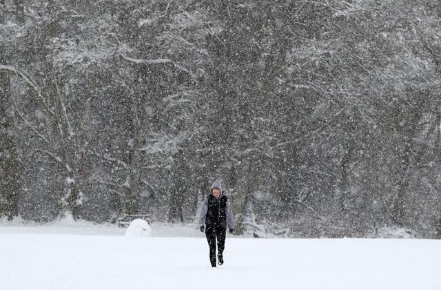 Weather warnings are in place for snow and wind for parts of Scotland until Thursday (Andrew Milligan/PA)