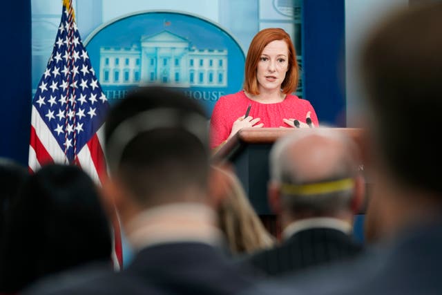 <p>White House press secretary Jen Psaki speaks during a press briefing at the White House, Wednesday, Feb. 9, 2022, in Washington. (AP Photo/Patrick Semansky)</p>