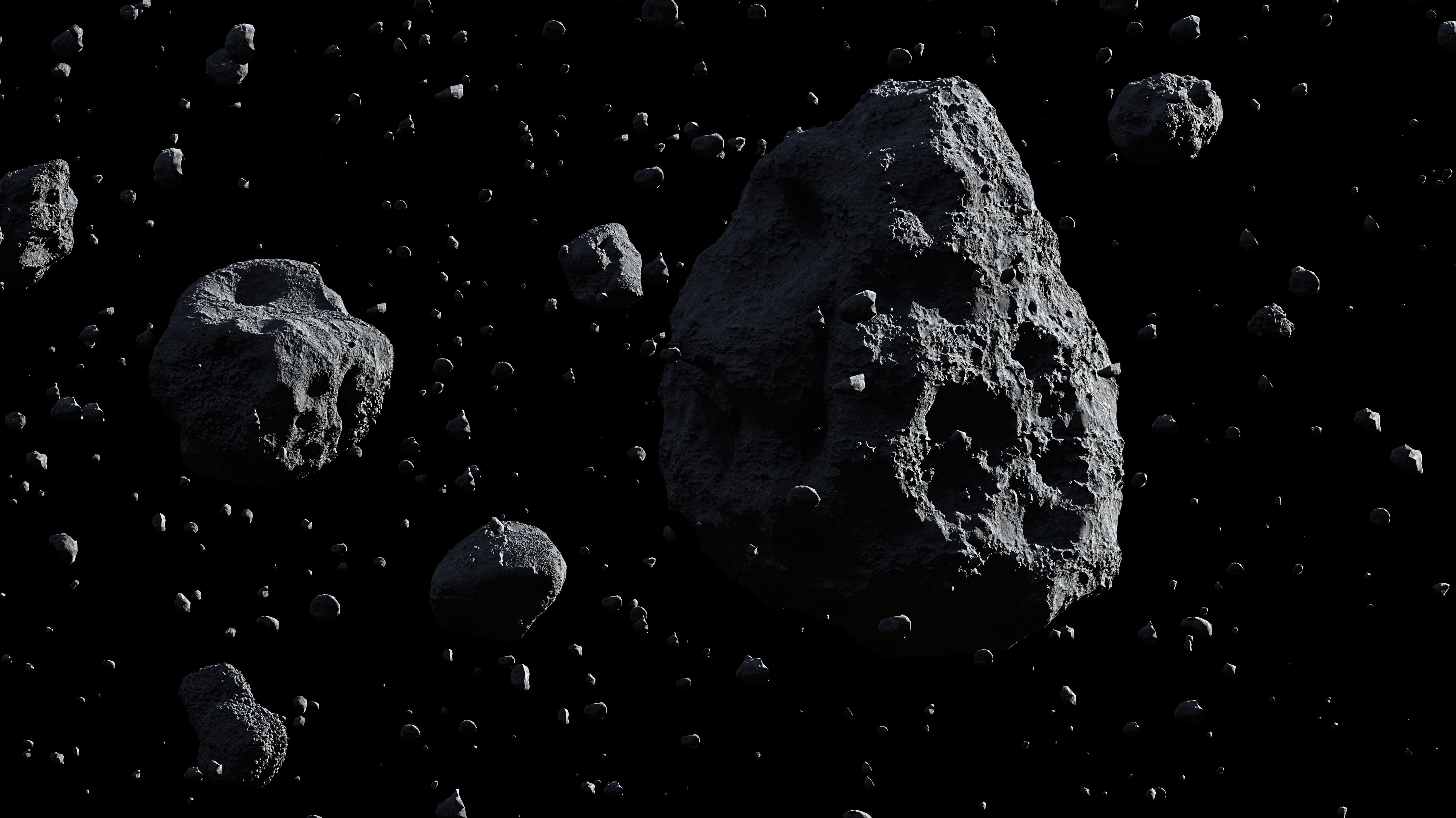 An artist’s conception of asteroids.