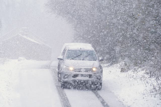 Wintry weather is causing difficult driving conditions (Danny Lawson/PA)