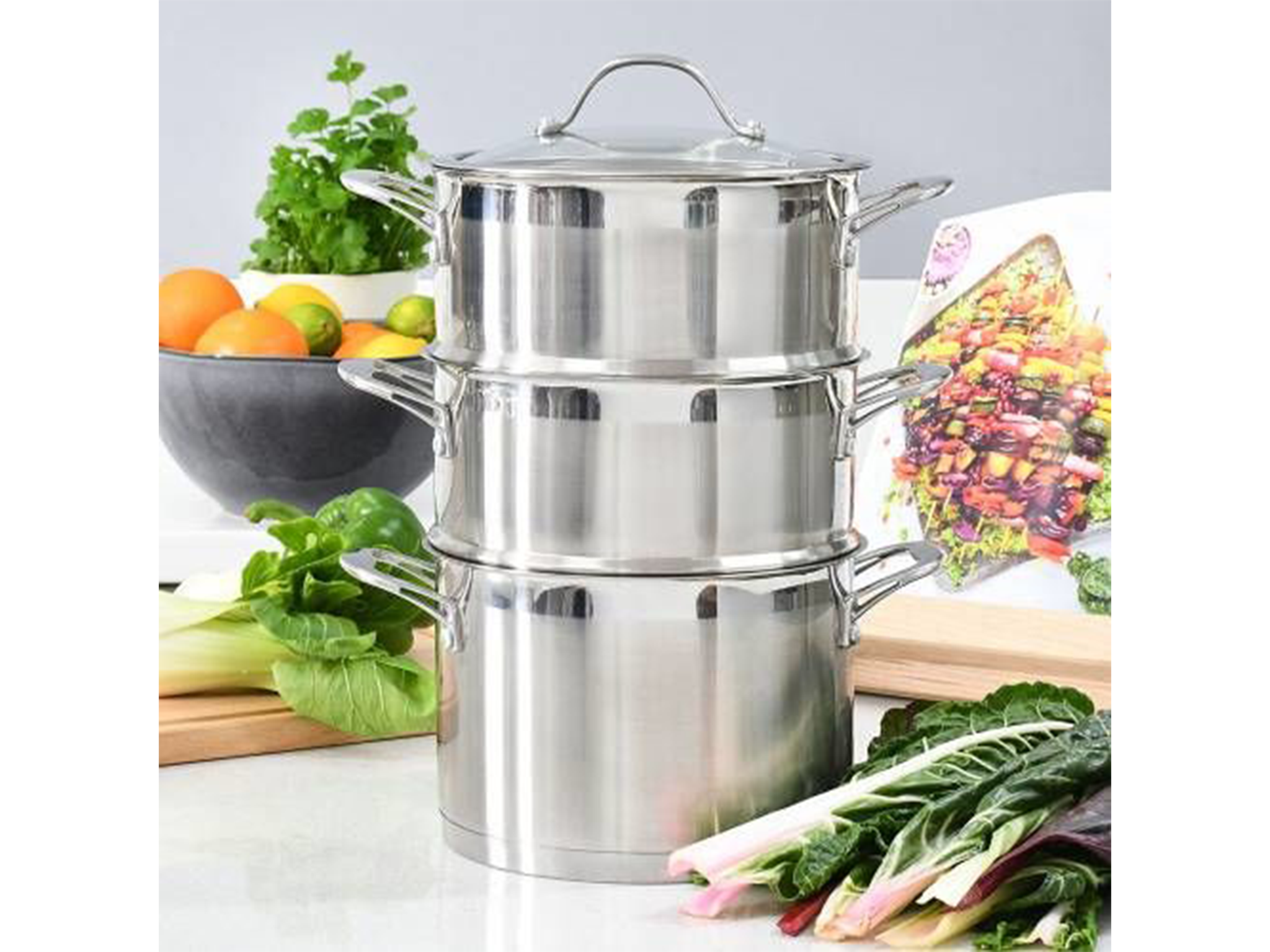 ProCook professional 2-tier stainless steel steamer set.png