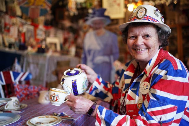 Anita Atkinson, 65, has more than 12,000 items of royal memorabilia on display in a converted dairy on her farm in Weardale, County Durham (Owen Humphreys/PA)