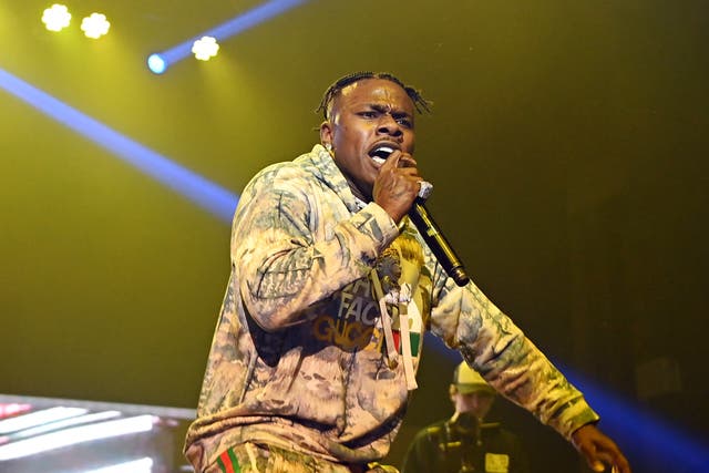 <p>DaBaby on stage in December </p>