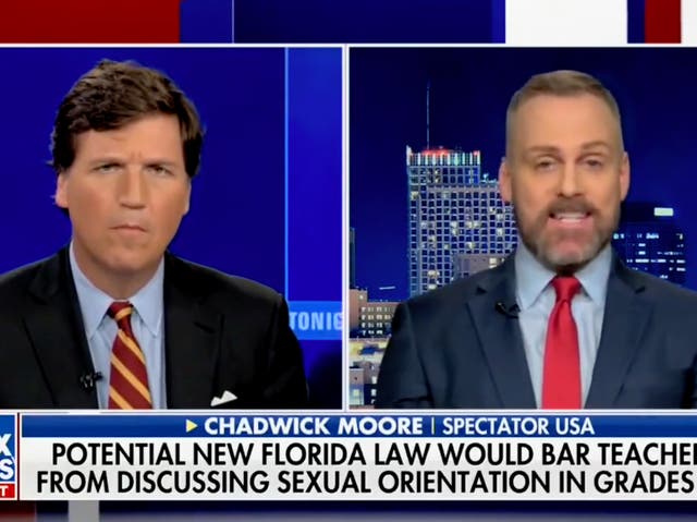 <p>Chadwick Moore, of Get Outspoken and the Spectator, appeared on ‘Tucker Carlson Tonight' on Wednesday</p>