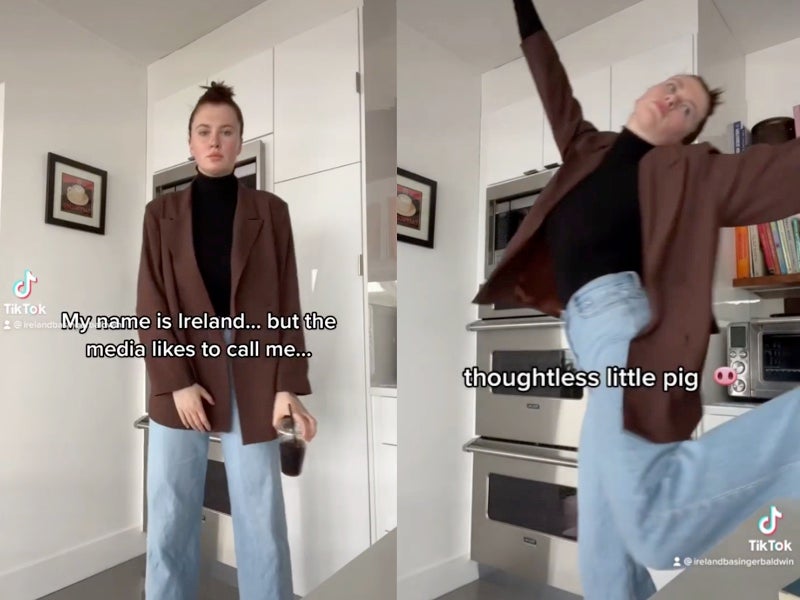 Ireland Baldwin references father’s comment calling her ‘thoughtless little pig’