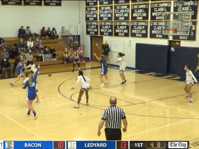 <p>A girls basketball game between Bacon Academy and Ledyard High School in Connecticut during which parents of Bacon Academy students hurled racist insults at the opposing team</p>