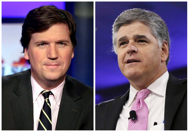 <p>Fox News hosts Tucker Carlson and Sean Hannity </p>