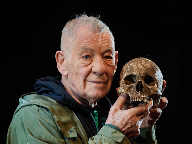 <p>McKellen pictured in costume for the 2021 production of ‘Hamlet’ at Theatre Royal, Windsor</p>