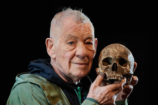 <p>McKellen pictured in costume for the 2021 production of ‘Hamlet’ at Theatre Royal, Windsor</p>