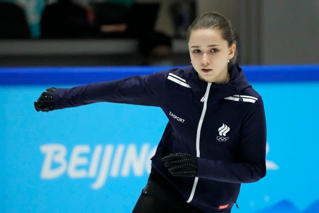Kamila Valieva continued to practice on Friday despite a positive drugs test (Jeff Roberson/AP)