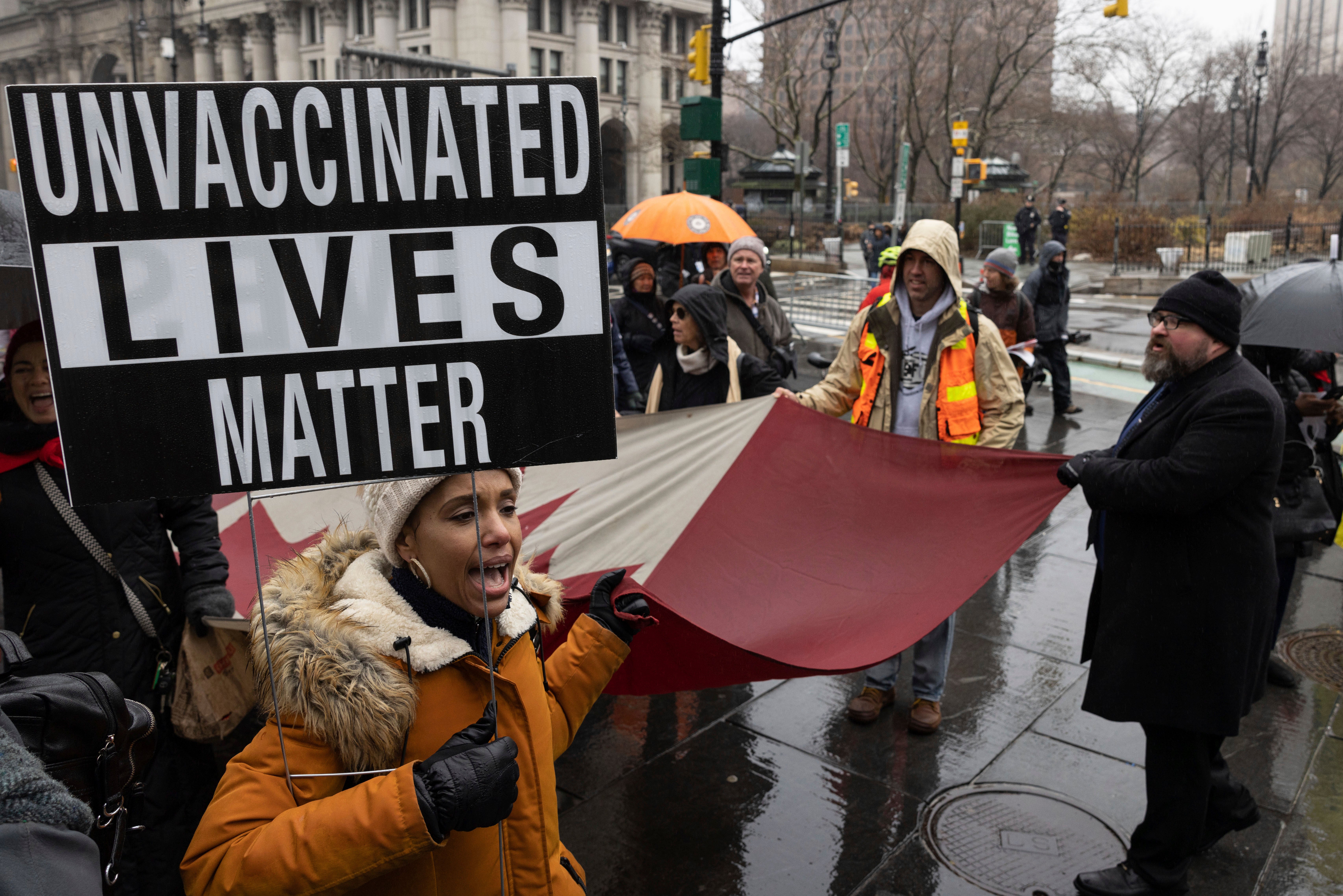 Anti-vaccine mandate marchers protest against New York City’s vaccine mandate in February