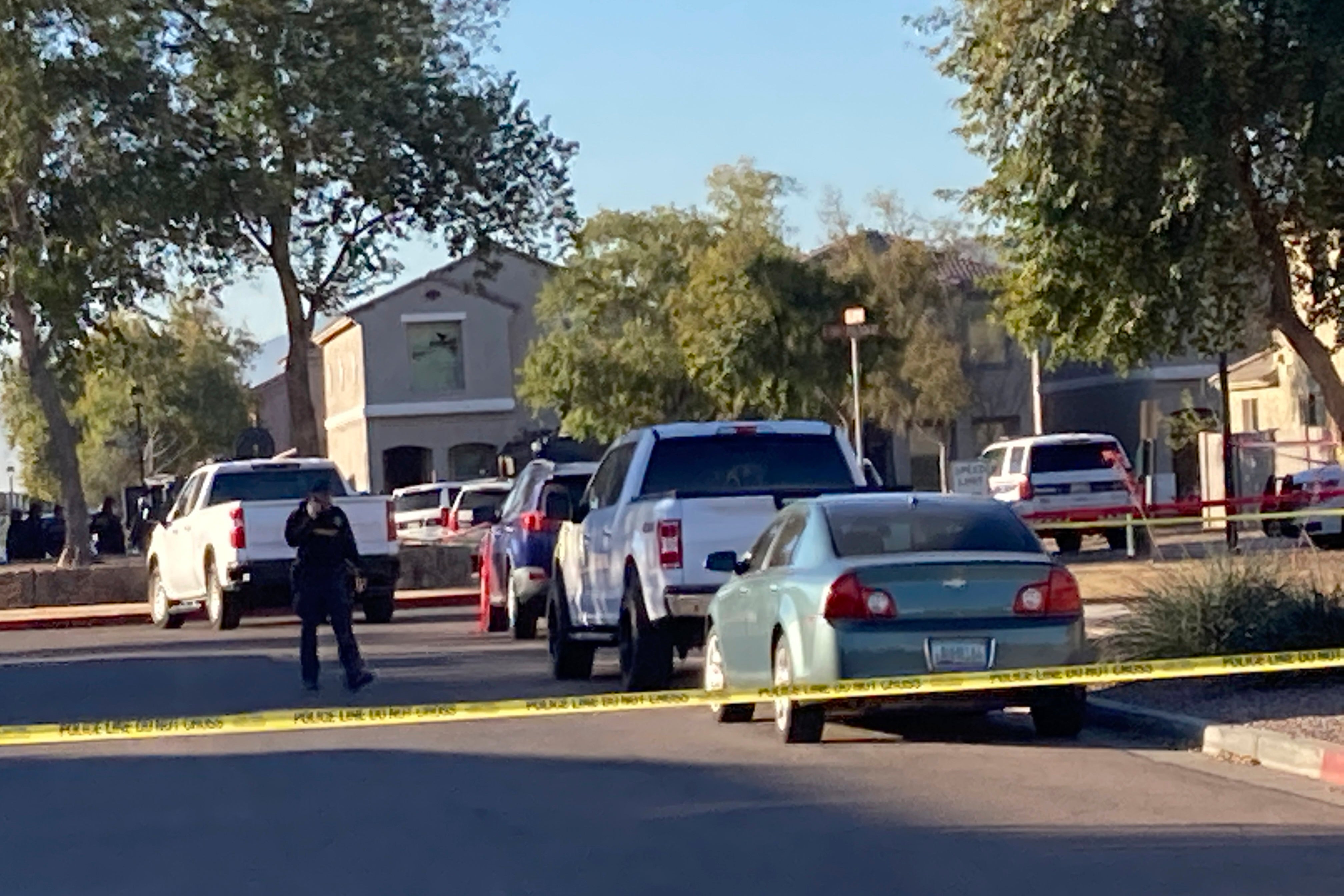 Police tape cordoning off the scene of the shootout in Phoenix