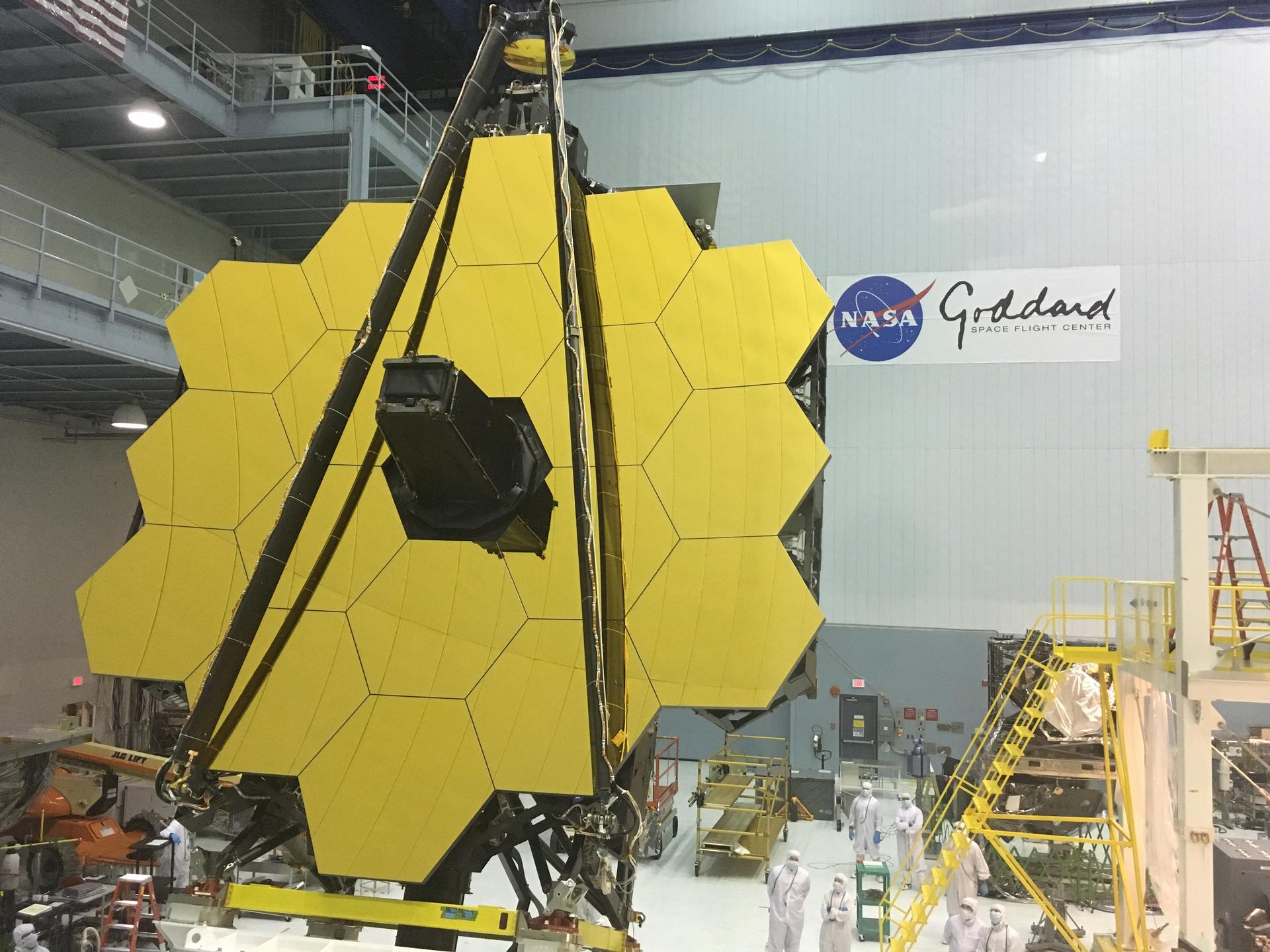 The James Webb Space Telescope primary mirror during development at Nasa Goddard Space Flight Center