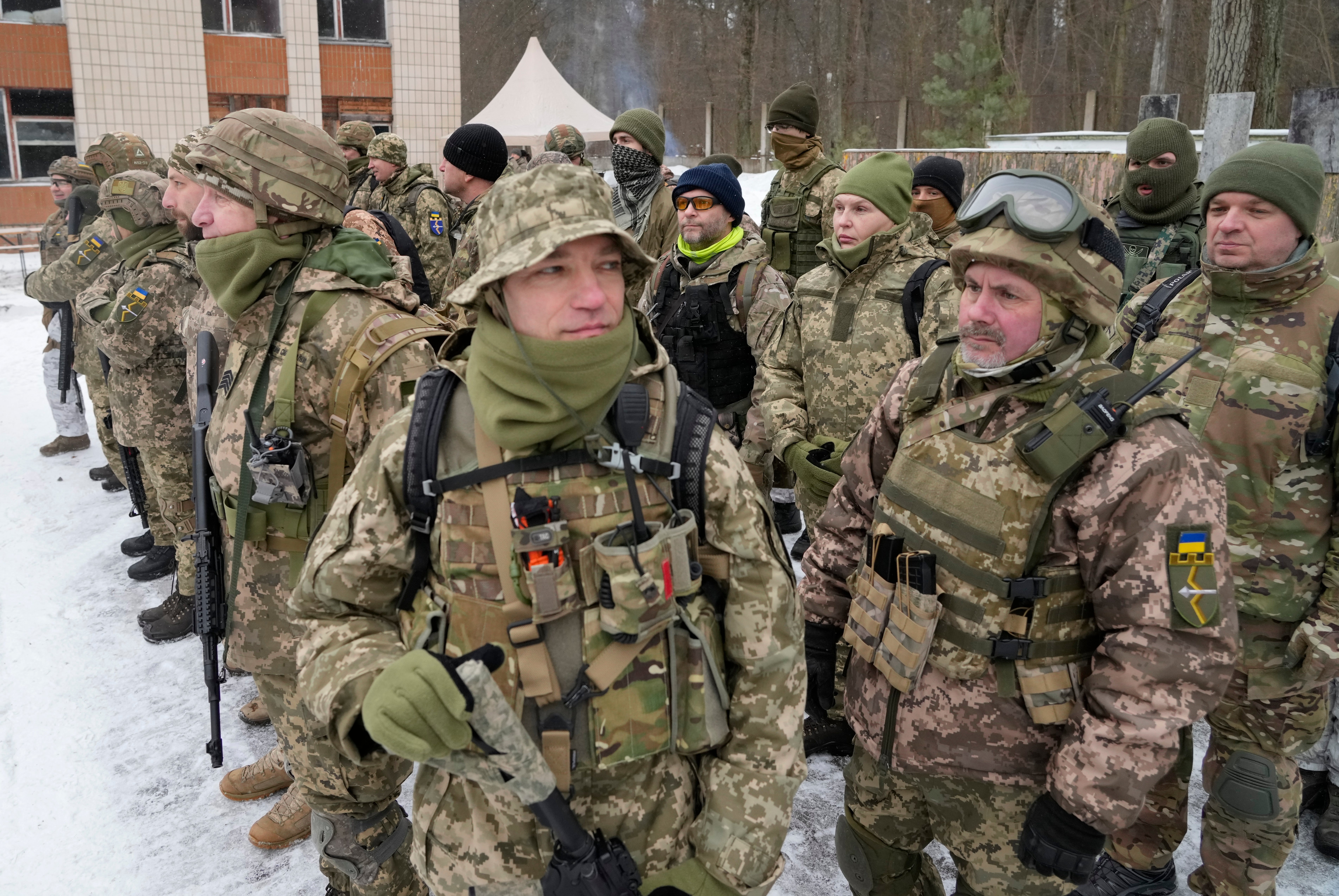 Members of Ukraine’s Territorial Defence Forces (Efrem Lukatsky/AP)