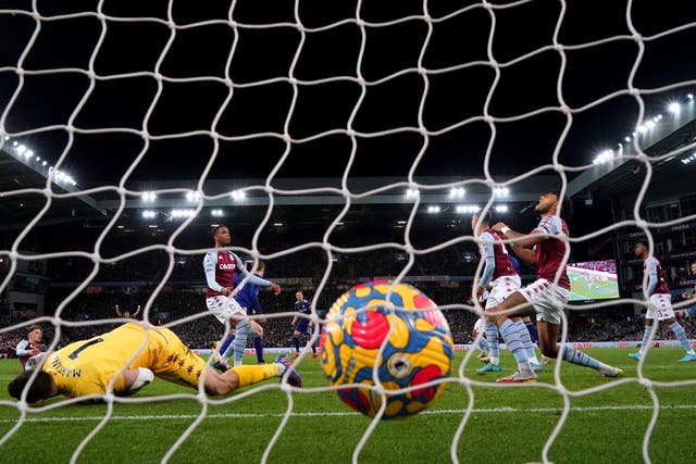 Aston Villa’s Tyrone Mings could not stop Diego Llorente’s equaliser (Nick Potts/PA)