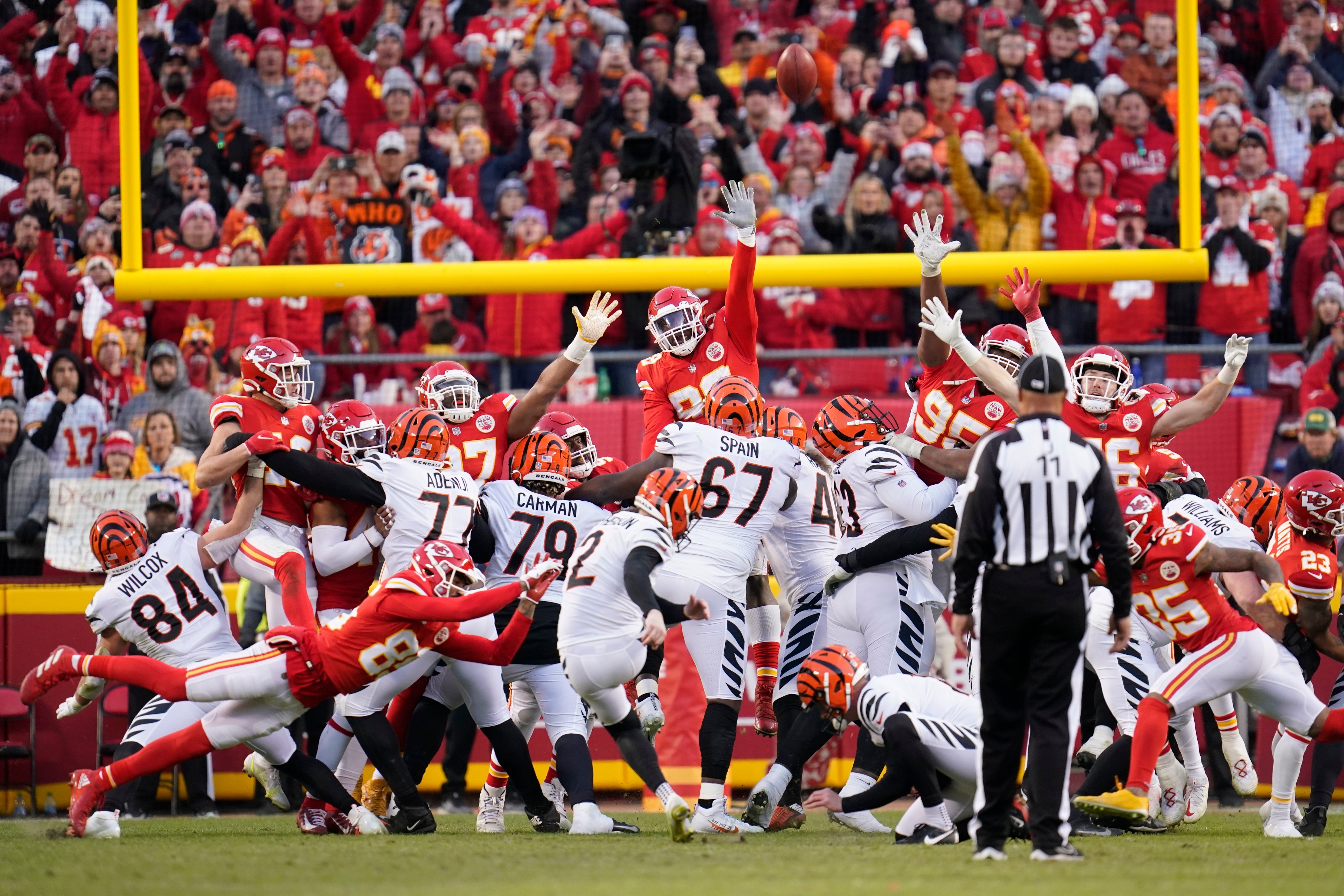 Bengals kicker Evan McPherson clinches his side’s place in the Super Bowl (Paul Sancya/AP)