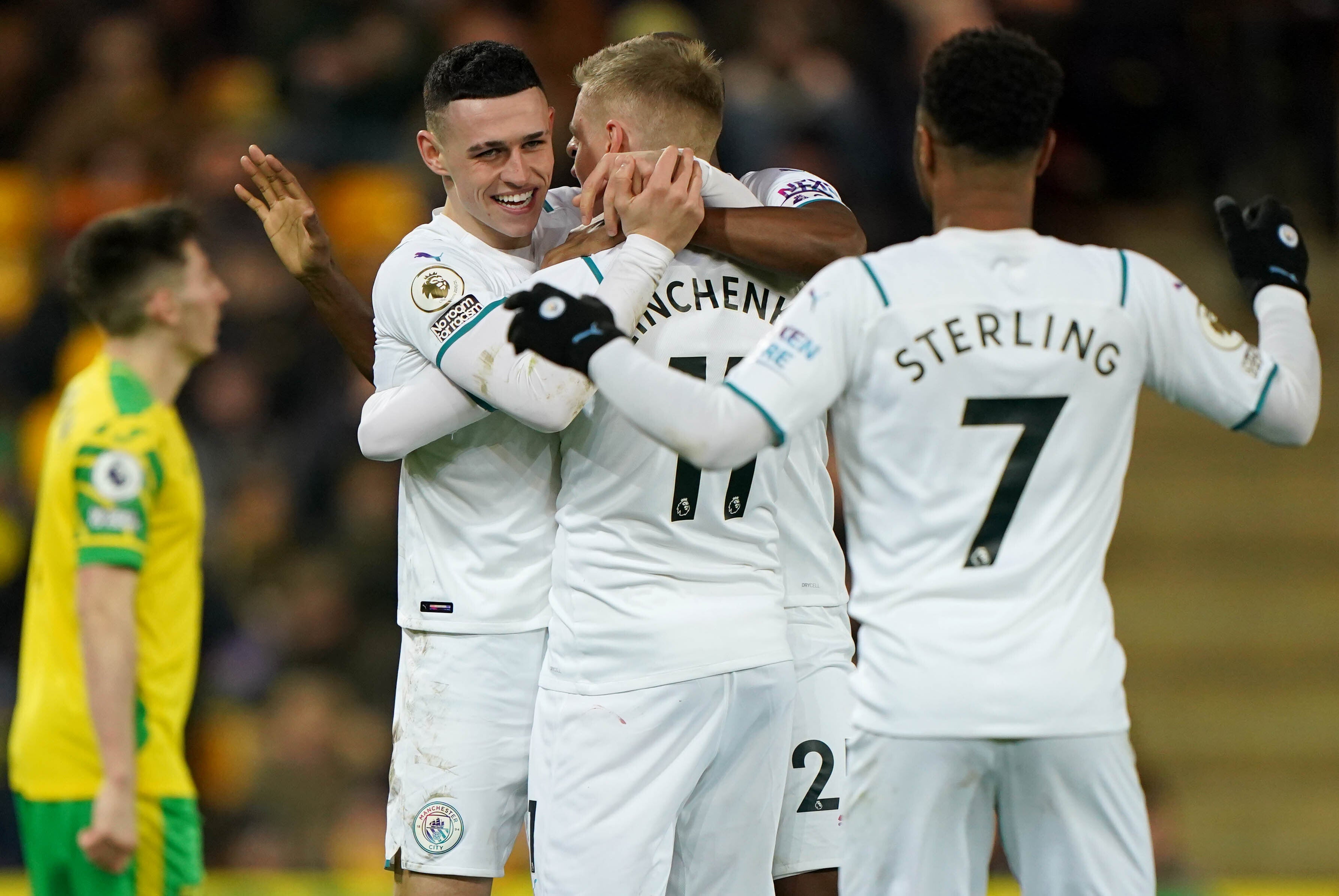 Phil Foden (second left) got City’s second goal to put his side in charge (Joe Giddens/PA)