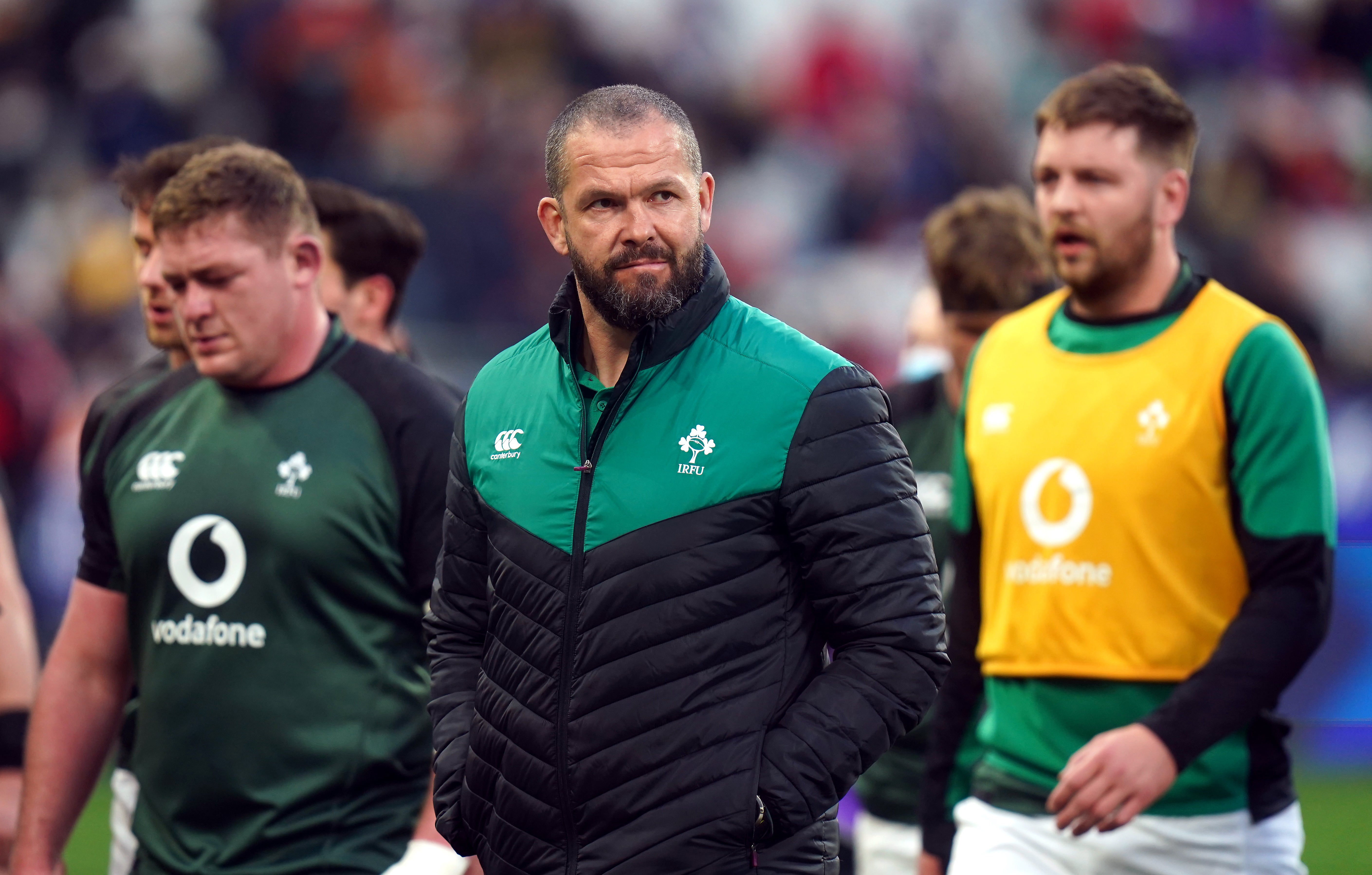 Andy Farrell (centre) took many positives from Ireland’s defeat to France (Adam Davy/PA)