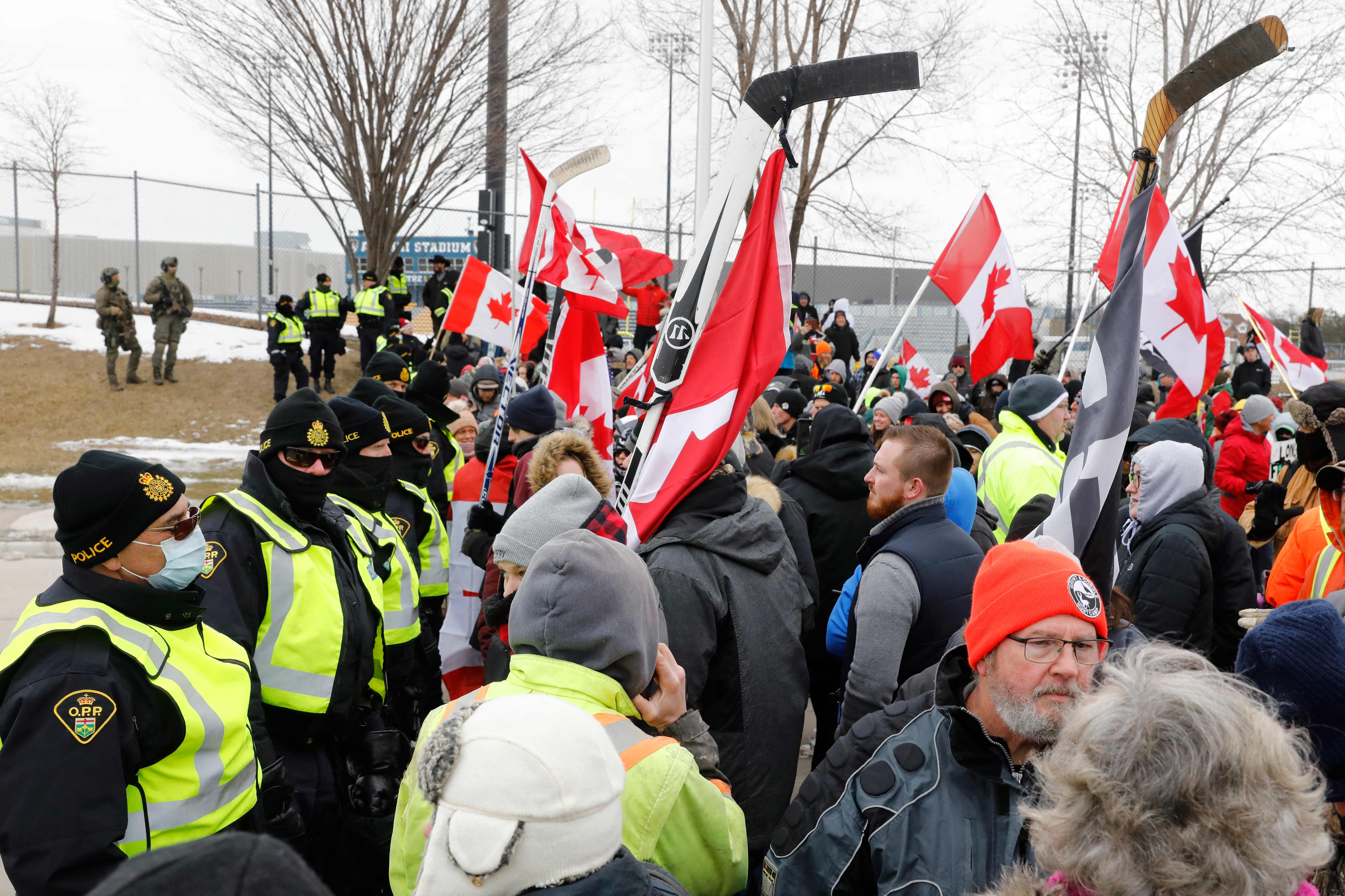 Canadian police were called in to tackle protests on the Ambassador Bridge in Windsor, Ontario