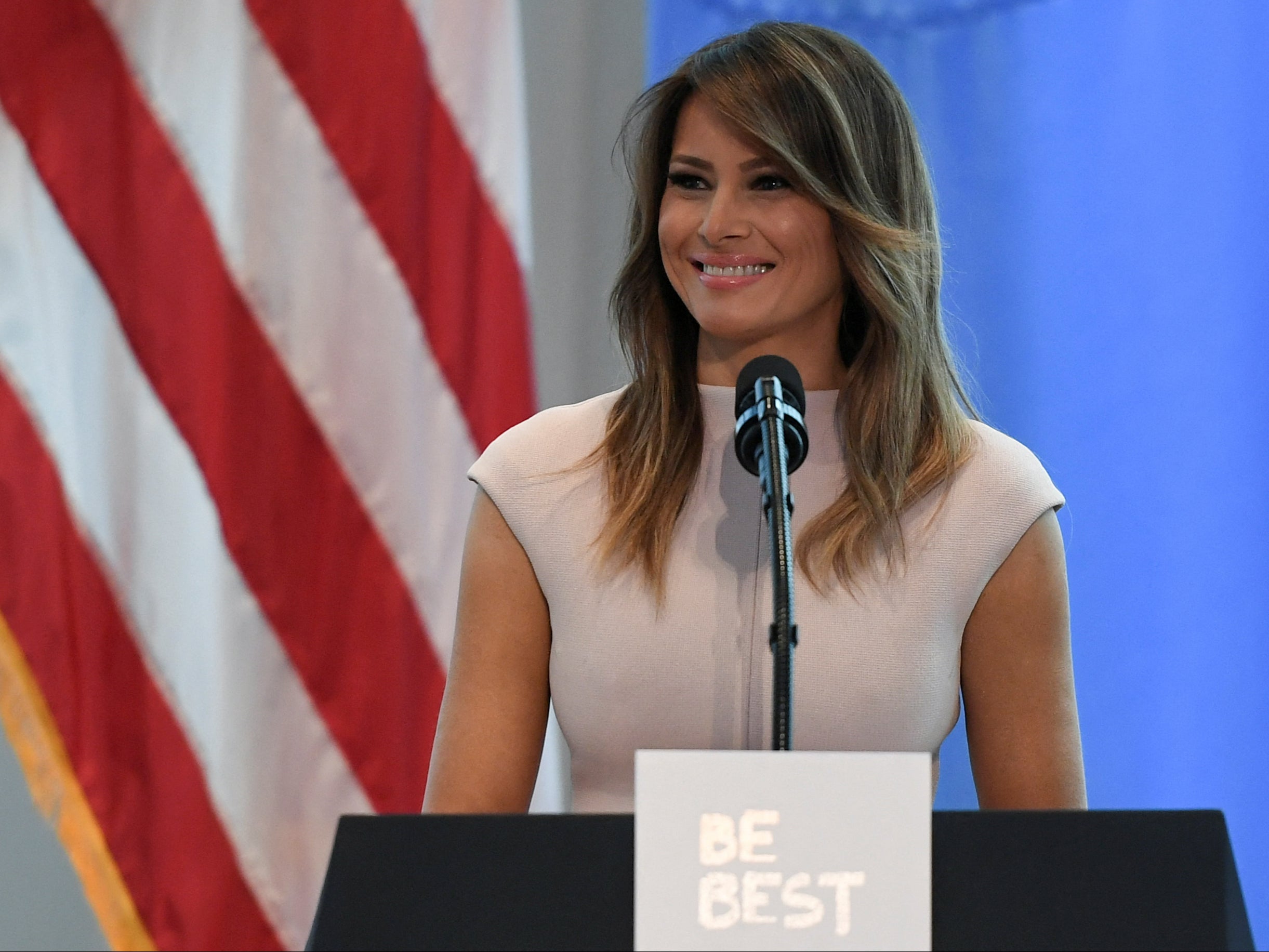 File. Report accuses Melania Trump of buying her own artwork on NFT platform she launched