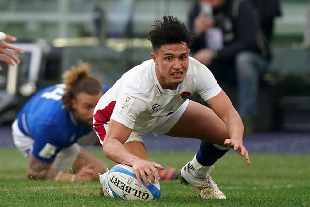 Marcus Smith scored England’s first try in the 33-0 win over Italy in Rome (Mike Egerton/PA)