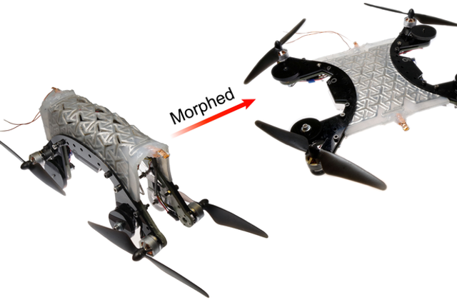 <p>Drone can morph and bend using liquid metal</p>